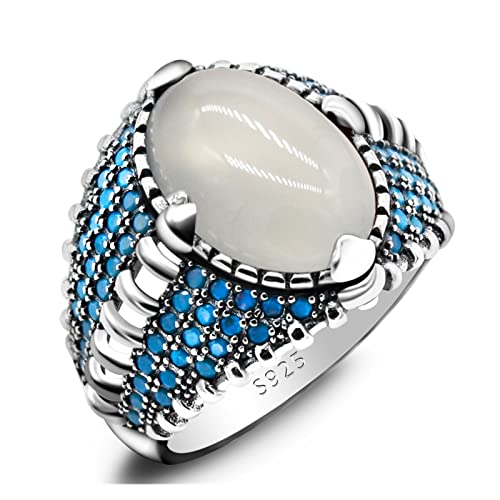 Vintage Ring 925 Silber Ring für Männer Mode Natur Achat Stein Vintage Geschenk Herren Ringe von Generic