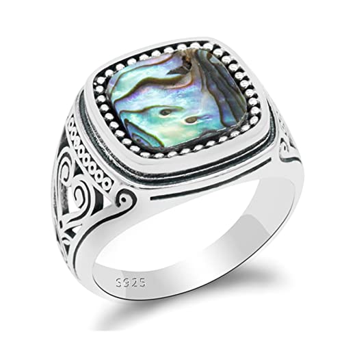 Vintage Ring 925 Silber Ring mit Zirkon und Muschel Vintage Ring für Männer Modeschmuck von Generic