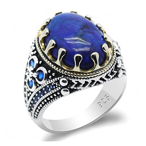 Vintage Ring 925 Silber Ring türkischer Schmuck Lapislazuli Ring Herrenring von Generic