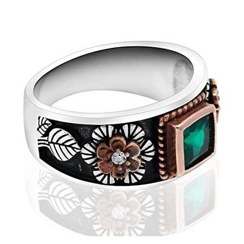 Vintage Ring 925 Silber Roségold Herrenring Stilfassung Klarer Kubischer Zirkon Punk Fingerring, Herren Modeschmuck von Generic