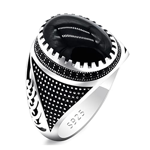Vintage Ring S925 Natur Achat Herrenring, türkischer Edelsteinring, Herrenschmuck von Generic