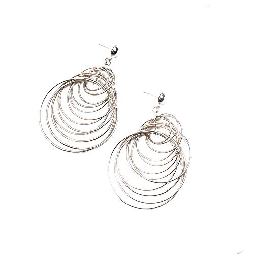 Vintage Runde Kreise Dangle Ohrringe Legierung Charme Schmuck Ohrringe für Frauen Mädchen Silber tragbar und nützlich von Generic