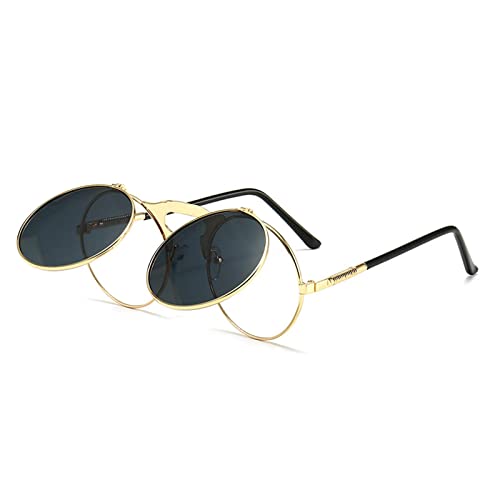 Vintage Steampunk Flip Sonnenbrille Retro Runde Metall Sonnenbrille und für Männer Frauen Sonnenbrillen Z4y5 von generic