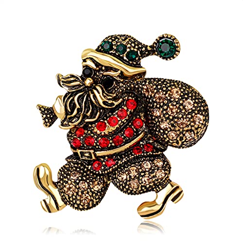 Vintage Weihnachtsmann Brosche Weihnachten Bankett Kleidung Corsage Deko Geschenk Damen Gold von Generic