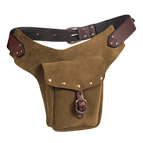 Vintage mittelalterliche Hüfttasche Tasche kleine Geldbörse sportlich Reiten Hüfte Fanny Taille Hüfttaschen Für Gurt (Brown, One Size) von Generic