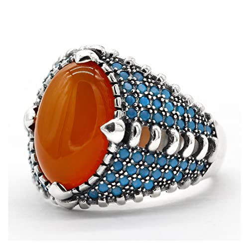Vintage ring 925 Silber Ring Herren Rot Achat Ring Mit Türkis Herren von Generic
