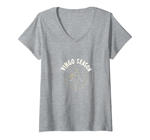 Virgo Season Himmlisches Sternzeichen Kunst für Männer T-Shirt mit V-Ausschnitt, Damen, Grau Meliert, XXL von Generic