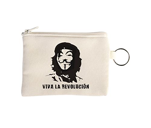 Viva La Revolucion Guy Fawkes Anonymous Mask Graphic Kleine Geldbörse Münzbörse mit Schlüsselring Beige, beige, Einheitsgröße von Generic