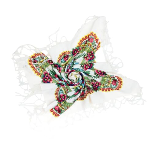 Volkstuch mit Polen Traditionelle Folklore Designs Hals Stirnband Fransen Souvenir aus Polen, Weiss/opulenter Garten, 1 Count (Pack of 1) von Generic