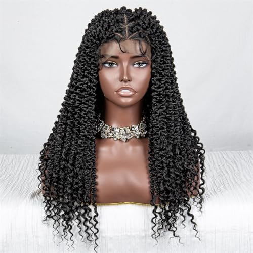 Voll Geflochtene Perücke Mit Spitzenfront Und Knotenlose Box-Braid-Perücke, Schwarze Synthetische Damen-Stirnperücke Mit Spitzenfront Und Knotenlose Box-Braid-Perücke Voll Geflochtene Perücke Mit Spitzenfront Und Knotenlose Box-Braid-Perücke, Schwarze Synthetische Damen-Stirnperücke Mit Spitzenfront Und Knotenlose Box-Braid-Perücke von Generic
