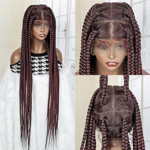 Volle Spitze Zöpfe Synthetische Spitze Vorne Perücke Knotenlose Box Zöpfe Perücke Mit Baby Haar Geflochtene Perücken Für Schwarze Frauen von Generic