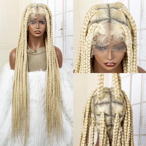 Volle Spitze Zöpfe Synthetische Spitze Vorne Perücke Knotenlose Box Zöpfe Perücke Mit Baby Haar Geflochtene Perücken Für Schwarze Frauen von Generic