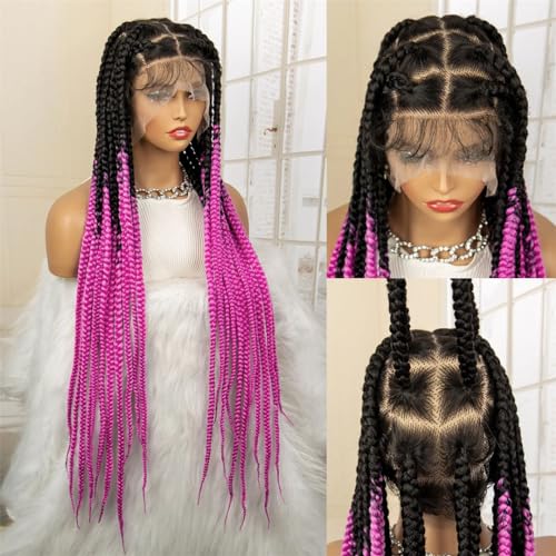 Volle Spitze Zöpfe Synthetische Spitze Vorne Perücke Knotenlose Box Zöpfe Perücke Mit Baby Haar Geflochtene Perücken Für Schwarze Frauen von Generic