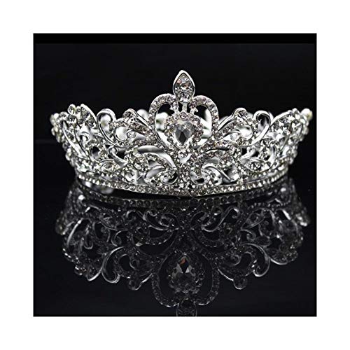 Volle runde Kristall Strass Hochzeit Diademe Braut Haar Zubehör Kinder Krone für Kuchen Topper Festival Party Prom Geschenk Kopfschmuck von Generic