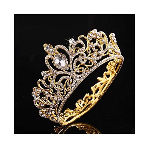 Volle runde Kristall Strass Hochzeit Diademe Braut Haar Zubehör Kinder Krone für Kuchen Topper Festival Party Prom Geschenk Kopfschmuck von Generic