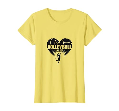 Volleyball ist das Leben für Mädchen – Herz Leidenschaft Spieler Grafik T-Shirt, Damen, Gelb, XS von Generic
