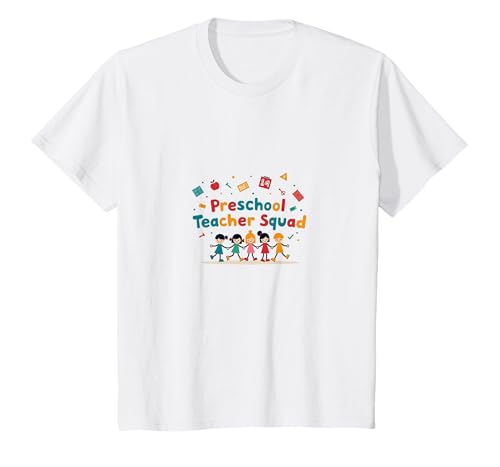 Vorschullehrer-Truppe: Farbenfroher Klassenzimmer-Spaß T-Shirt, Kinder, Weiß, 140 von Generic