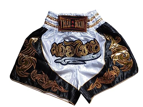 WEIß XL Muay Thai Hose Short Boxing Thailand Shorts Kickboxen MMA Boxen Sport Training Gym (as3, Alpha, x_l, Regular, Regular, Beige) von Generic