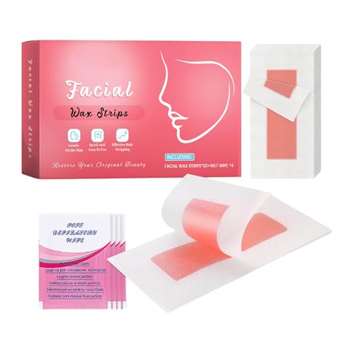 Wachsstreifen Haarentfernung, Wachsstreifen Haarentfernung für das Gesicht, Lippen und Augenbrauen Kaltwachs Enthaarung Streifen fürs Frauen Männer Gesicht, alle Hauttypen (6x2x9.5cm) von Generic