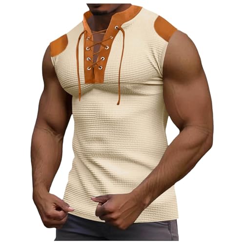Waffel Tank Top Herren Ärmellos Henley Hemd Mit Schnürung Patchwork Gym Bodybuilding Ärmellose Laufenshirt Unterhemd Muskelshirt Männer Tops Waffel-Karo Achselshirt Waffel Tank Top Herren Ärmellos Henley Hemd Mit Schnürung Patchwork Gym Bodybuilding Ärmellose Laufenshirt Unterhemd Muskelshirt Männer Tops Waffel-Karo Achselshirt von Generic