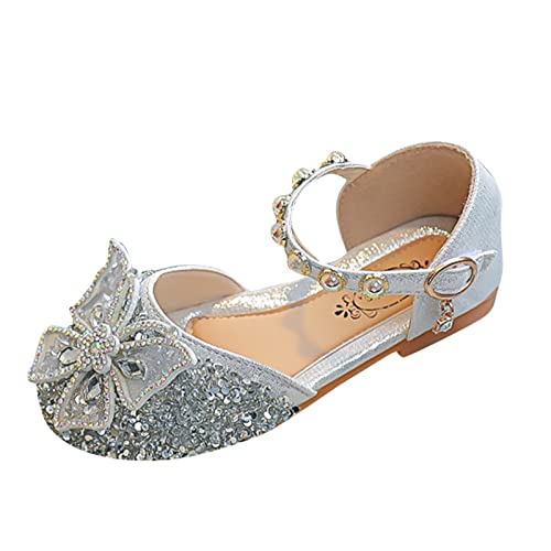 Wagenschuhe Baby Winter Single Infant Princess Crystal Kids Bowknot Dancing Pearl Schuhe Schuhe Schuhe Mädchen Sandalen Schuhe Baby Turnschuhe Kleidung Mädchen 1 Jahr (Silver, 34 Big Kids) von Generic