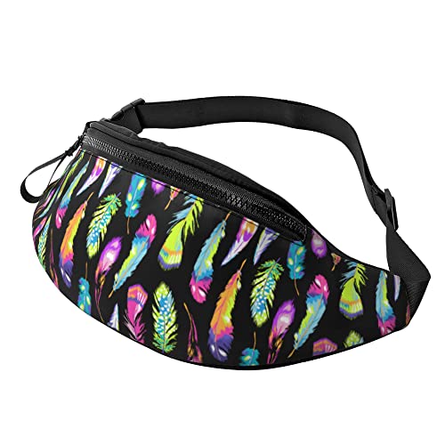Waist Fanny Pack Regenbogen-Feder-Druck, Hüfttasche Mode Lauftasche Stylisch Bauchtasche Für Wandern Herren Hundetraining von Generic