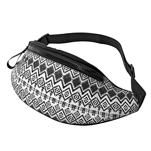 Waist Fanny Pack Schwarz-Weißer Tribal-Doodle-Druck, Sport Hüfttasche Stylisch Schultertaschen Multifunktionale Hüfttasche Für Herren Wandern Sport von Generic