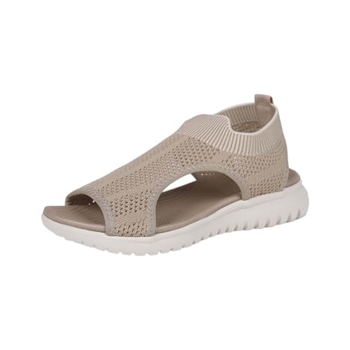 Walking Schuhe Damen Wasserdicht 40 Damen Fischmaulsandalen Keilabsatz Plateau Plateausandalen Boho Sandalen Sommermode Strandsandalen Plateausandalen O Damen Schuhe 38 (Khaki, 39) von Generic