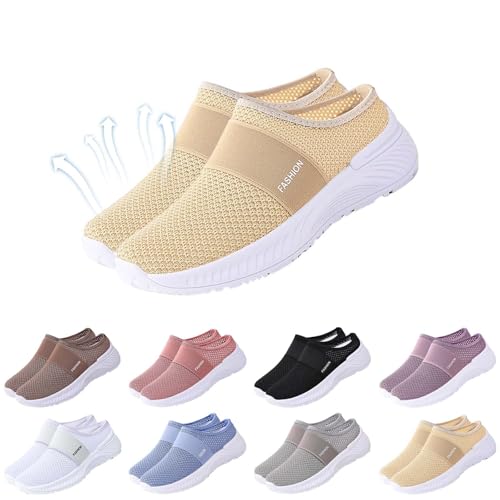 Walkingschuhe Damen Flach Mesh Hausschuhe Sneakers Breite Füße Atmungsaktive Walkingschuhe Weichen Sohlen Sportschuhe rutschfeste Freizeit Trekkingschuhe von Generic