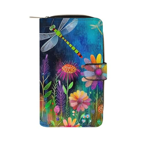 Wallet Libellenblumen Reißverschluss Geldbörse Vintage Design Geldbörse Printmotiv Tragbare Brieftasche Für Kinder, Tochter, Mädchen von Generic