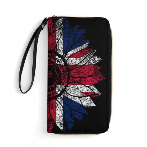 Wallet Vintage Sonnenblume Großbritannien Britische Flagge Tragbare Brieftasche Printmotiv Geldbörse Nette Kartenetui Für Frauen, Kinder, Mädchen von Generic
