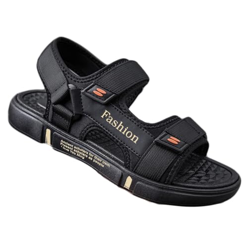 Wandernde Sandalen für Herren Strand Sport Wandern Sommer Schuhe Atmungsaktiv Rutschfest Schwarz Gold 41 EU von Generic