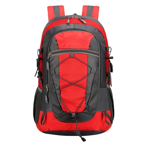 Wanderrucksack für Herren Damen, 30L Groß Wasserdichte Atmungsaktiv Reiserucksack mit Reflexstreifen für Outdoor Wandern Uni Schule Studium Arbeit Camping Radfahren Klettern Reisen (Rot) von Generic