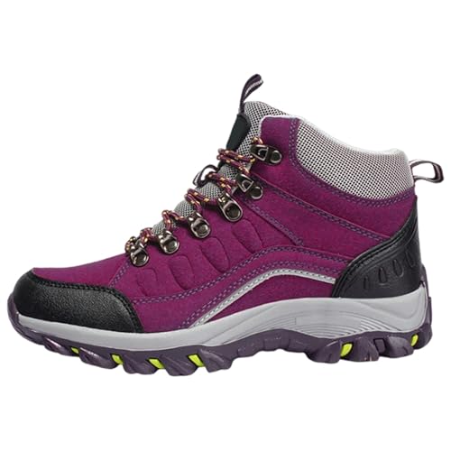 Wanderschuhe Damen Trekkingschuhe Stiefeletten Bergschuhe Outdoor Schuhe Sneaker Wanderstiefel Outdoorschuhe Trekking-Schuhe Wanderhalbschuhe Atmungsaktive Bequeme Damenstiefel (Purple, 40) von Generic