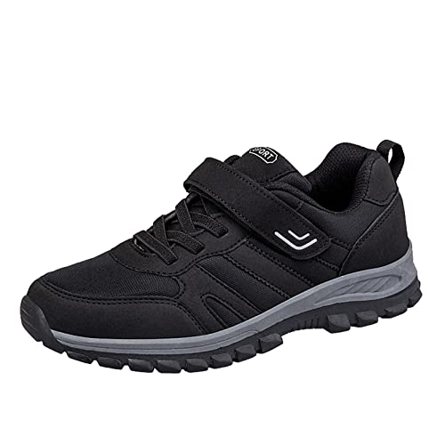 Wanderschuhe Herren Herren Sportschuhe Herren Einfache und modische Fliegende gewebte runde einfarbige leichte atmungsaktive weiche Unterseite lässige Herren Sneaker Herrenschuhe Sneaker (Black, 43) von Generic