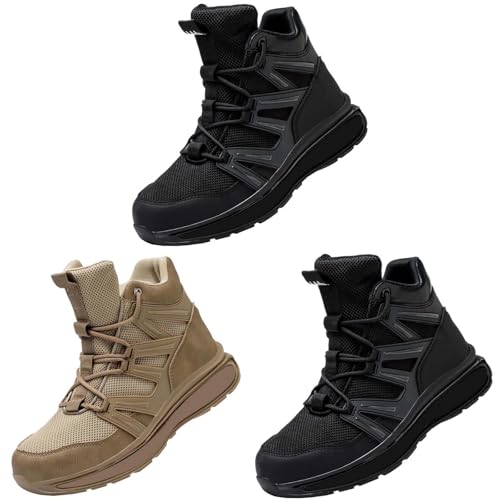 Wanderschuhe Herren Leicht Atmungsaktiv - Trekkingschuhe Hoch Militärstiefel Rutschsicher Abriebfest Arbeitsstiefel Männer Schnürstiefel Kurzschaft Sicherheitsstiefel Combat Boots von Generic