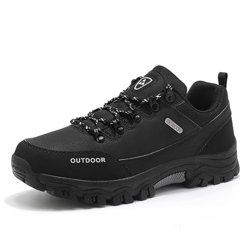 Wanderschuhe Herren Wasserdicht Leichte Outdoor Trekkingschuhe Knochel Bergschuhe rutschfeste Schuhe Herren Sneaker Sportschuhe für Camping, Wandern (Black, 46) von Generic