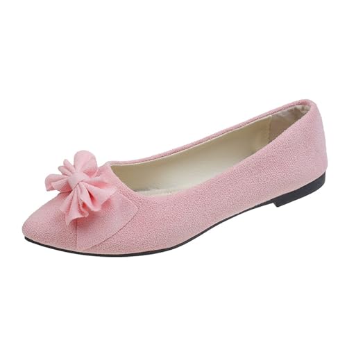 Warehouse Deal Ballerina Damen Flache Schuhe Wildleder Kleid Schuhe Bow-Knot Ballerinas Leicht Elegant Slip On Sommerschuhe Mädchen Schlupfschuhe Loafer Bequeme Freizeit Pumps Tanzschuhe von Generic