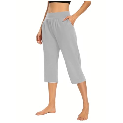 Warehouse Deal Caprihose Damen Sommer Leicht Capri Hosen Sommerhose mit Taschen Einfarbig Jogginghose Elastische Taille 3/4 Hose Weite Bein Sporthose Lässig Trainingshose Sport Warehouse Deal Caprihose Damen Sommer Leicht Capri Hosen Sommerhose mit Taschen Einfarbig Jogginghose Elastische Taille 3/4 Hose Weite Bein Sporthose Lässig Trainingshose Sport von Generic