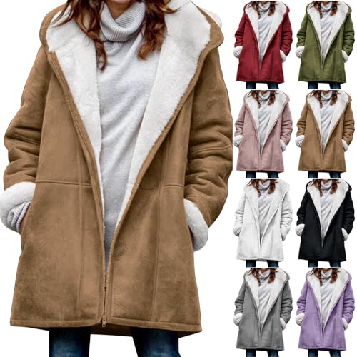 Warehouse Deal Damen Sweatjacke mit Zipper Kapuzenpullover mit Fleece gefütterte Warm Basic Fleecejacke Causal Kapuzenjacke Winter Sweatjacke Outdoor Hoodie Fleecepullover von Generic