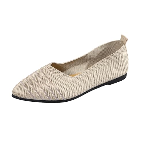 Warehouse Deal Retourenware Damen Ballerinas rutschfest Stricken Sandalen Atmungsaktiv Sommer Ballerina Mesh Stoffschuhe Spitzer Spitze Slip On Schuhe Lässig Flacher Absatz Loafer Barfußschuhe von Generic