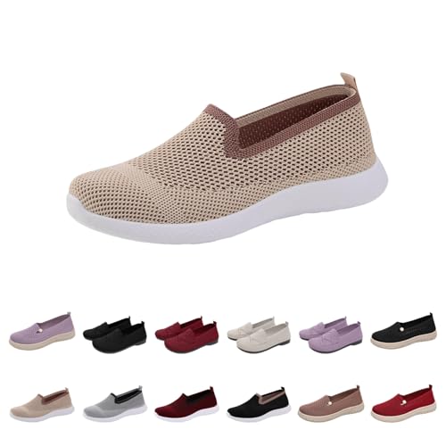 Warehouse Deal Walkingschuhe Damen rutschfest Schuhe Atmungsaktive Stoffturnschuhe Orthopädische Leicht Wanderschuhe Weiche H Sohle Bequeme Slip On Sneaker Trainer Outdoor Freizeitschuhe von Generic