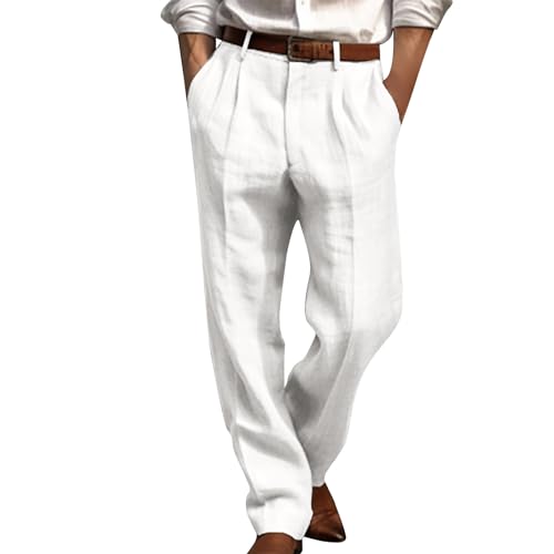 Warehouse Deals Angebote Musselin Hose Herren Elegant Einfarbig Anzughose Sommer Businesshose Gerades Bein Stoffhose Baggy Sommerhose Regular Fit Freizeithose Große Größen Loungehose Leichte von Generic