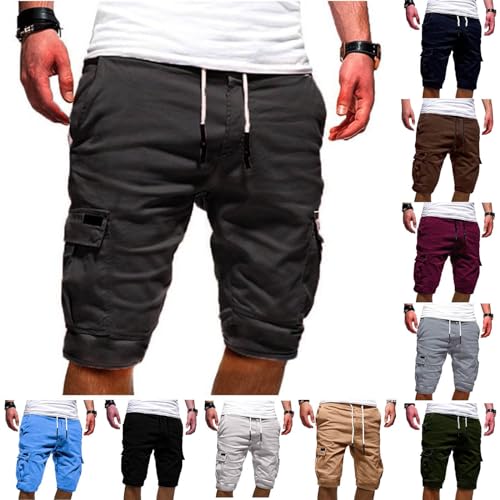 Generic Warehouse Deals Angebote Shorts Herren 2024 Komfortable Kurze Hosen mit Taschen Sommershorts Regular Bodybuilding Sweatpants Basic Freizeit Wanderhose Baumwolle Luftige Trainingshose von Generic