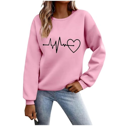 Warehouse Deals angebotePullover Damen Sweatshirt Weihnachtspullover Sweater Langarm Baumwolle Fleecepullover Rundhals Pulli Herbst Winter Frauen Elegant Oversized Oberteil ohne Kapuze Bluse Tops von Generic