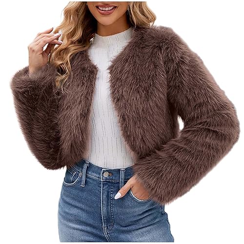 Warehouse deals angebote rückläufer Kunstpelz Jacke Damen Kurz Fellmantel Elegant Winterjacke Einfarbig Kunstfell Mantel Winter Pelzmantel Flauschig Plüschjacke Warm Felljacke Große Größen von Generic