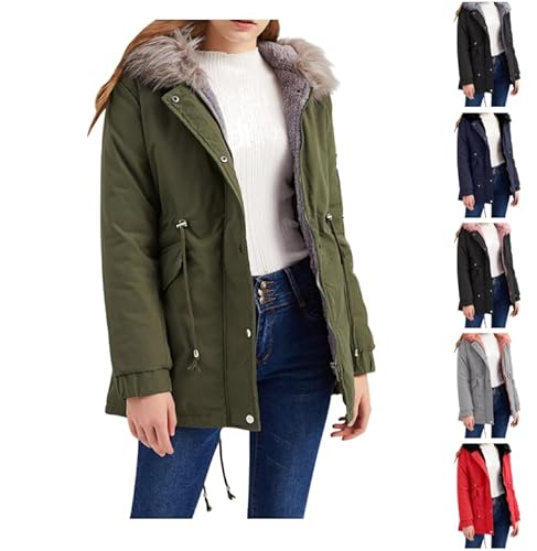Warehouse deals angebote rückläufer Wintermäntel Damen Lang Auf Beiden Pufferjacken Warmer Kapuzenmantel Damen Winterjacke Casual Steppmantel mit Kapuze Frauen Oberbekleidung Outdoorjacke Steppjacke von Generic