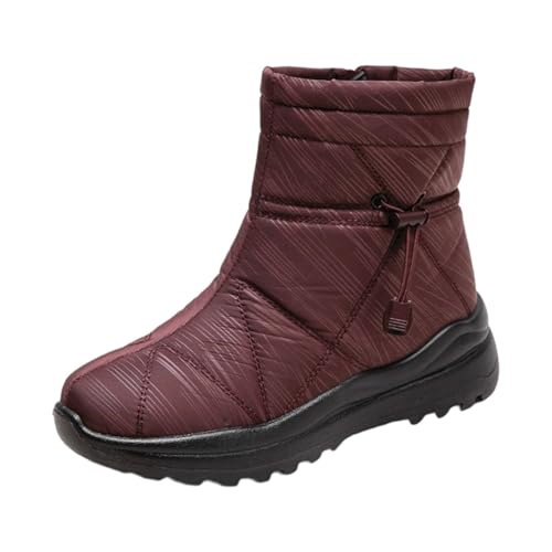 Warm Gefüttert Winterschuhe Damen Schneestiefel Wasserdicht Outdoor Trekking Wanderschuhe Winterschuhe Rutschfeste Wandern Trekkingschuhe Winterstiefel (Red, 39) von Generic