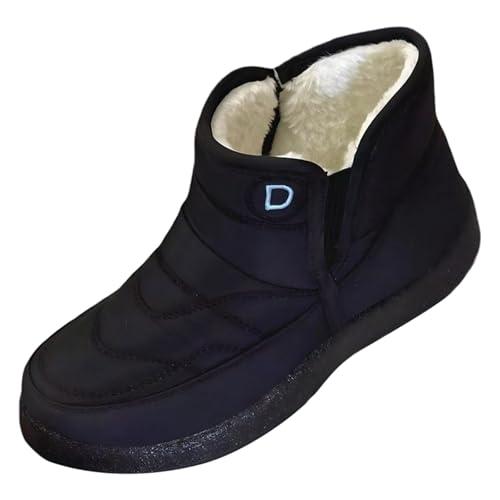 Warm Gefüttert Winterschuhe Damen Schneestiefel Wasserdicht Outdoor Trekking Wanderschuhe Winterstiefel Seite Winter Snow Boots Winterschuhe Kurzschaft (Black, 44) von Generic