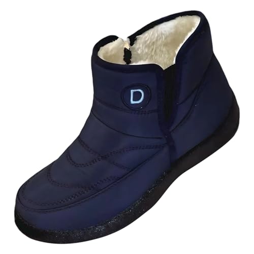 Warm Gefüttert Winterschuhe Damen Schneestiefel Wasserdicht Outdoor Trekking Wanderschuhe Winterstiefel Seite Winter Snow Boots Winterschuhe Kurzschaft (Blue, 44) von Generic